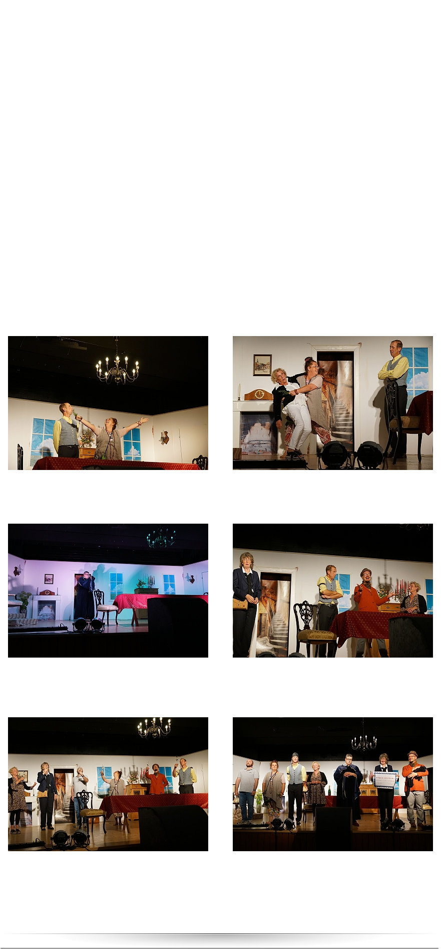 Hokuspokus auf Schloss Naumburg  KrebsbachBühne gibt die Krimi-Geister-Komödie „3-mal schwarzer Kater“ im Kaicher Bürgerhaus   Was spielt sich da bloß hinter den Mauern des heruntergekommenen Schlosses ab? Stimmt es, dass Baron Norbert von und zu Naumburg (langmütig und gestrig: Mark Vetter) ein verknöcherter alter Hagestolz ist und arm wie eine Kirchenmaus? Zumindest erdreistet sich Liselotte Lohrberg (lässig attraktiv: Gisi Bertagnoll) den gutherzigen Diener Guntram Gründling (treu ergeben und aufopferungsvoll: Hendrik Roth) mit diesem Dorftratsch zu konfrontieren. Dabei weiß sie es viel besser, schließlich ist sie seit vielen Jahren die heimliche Geliebte von „Nobbi“. Heimlich, da dem Baron sonst gänzlich die Hoffnung genommen wäre, doch noch in den Genuss des beträchtlichen Erbes der Familie zu kommen. Schuld daran ist eine testamentarische Verfügung seiner verstorbenen herrschsüchtigen Mutter Notburga (als Porträt im Thronsaal allgegenwärtig und mehrfach angefeindet: Tanja Hoffmann), die ihren Sohn über ihren Tod hinaus standesgemäß verkuppeln will. Außer dem Baron und seinem Notar Dr. Bruno Berthold Burger (distinguiert: Jan-Otto Weber) weiß von dieser hinderlichen Verfügung allerdings niemand. Schon gar nicht die Apothekerin Wilma Wildsauer (barsch entschlossen und moralisch: Ellen Beier), die den Baron und sein Schloss liebend gern mit ihrem Vermögen retten würde. Aus Sorge um dessen Gesundheit – Diener Guntram holt bei ihr seit Jahren auf Kredit Medikamente gegen Sodbrennen, das vom nächtlichen Champagner-Genuss mit seiner heimlichen Geliebten herrührt – bringt sie gleich den Internisten Dr. Meinhard Mistler (trocken, leutselig Julian Feuerbach) mit aufs Schloss. Dort trifft sie zu ihrem größten Unmut auf das Kräuterweib Zilly Zacklmuhme (gestenreich tiefsinnig Rebekka Zöller), die bereits dabei ist, durch eine „Sehung“ dem gerade eingetroffenen Brief des Notariats sein Geheimnis zu entlocken. Dies hat zumindest auf den Kronleuchter eine erhellende Wirkung. Und dann ist da noch der schwarze Prachtkater Murr (wohlgenährt und eiferschtig), der je nach Besucher in den verborgenen Winkeln des Schlosses maunzt und faucht. Für die Apothekerin nichts als Hokuspokus und abergläubischer Unsinn!   Das turbulente Wechselspiel, das den lieben Guntram an seine Grenzen bringt, erhält durch den plötzlichen Tod des Barons – über seinem Thron hatten sich mysteriöser Weise Steine aus der Decke gelöst – eine jähe Wende. Dabei hatte das Notariat dem Baron in dem geheimnisvollen Brief mitgeteilt, dass nun doch endlich das bedeutende Familienvermögen auf ihn übergehen würde. Bevor Dr. Burger zum guten Ende Guntram und Liselotte als Nacherben feststellt, sich die verbitterte Apothekerin mit ihrer vergebenen Liebesmühe abfindet und der Mediziner Dr. Mistler und die Seherin Zilly am Beginn einer wunderbaren Freundschaft stehen, schwebt noch einmal der Geist des Barons im Morgenmantel über die Bühne, und sogar Kater Murr lässt sich im Zwielicht blicken.      Moderator Michael Hahn, der eingangs als Briefträger Theo Tauberich das mysteriöse Schreiben des Notariats überbrachte, bedankte sich am Ende der beiden ausverkauften Vorstellungen im Bürgerhaussaal nicht nur bei den Darstellern, sondern auch bei den Akteuren vor und hinter der Bühne: Petra Kremer (Souffleuse), René Martin (Licht und Ton), Sven Tölle und Gerd Merz (Kulissenbau), Tamara Stoll und Iris Frech (Maske), Tanja Hoffmann (Vorverkauf) und Julia Hahn (Ausstattung). Der größte Applaus gebührte jedoch Regisseurin Friederike Backöfer, die wie im vergangenen Jahr bei „Radau in der Wetterau“ auch diesmal das Stück passgenau für das Ensemble der KrebsbachBühne des Gesangvereins Eintracht Kaichen selbst geschrieben hatte. Erneut gelang ihr ein im wahrsten Wortsinn geistreicher Plot mit zahlreichen lokalen Anspielungen, der vom Ensemble variationsreich mit viel Witz und Spielfreude umgesetzt wurde. Ausgiebiger Applaus war der Lohn.    Kräuterweib Zilly Zwacklmuhm (Rebekka Zöller) ,,untersucht‘‘ fürDiener Guntram Gründling (Hendrik Roth) den Brief des Notaríatsan den Baron und bringt dabei den Kronleuchter zum Strahlen. Zilly Zacklmuhme ( Rebekka Zöller) stützt die heimliche Geliebte des Barons , Liselotte Lohrberg (Gisi Bertagnoll), die gegenüber Diener Guntram Gründling (Hendrik Roth) einen Kreislaufkollaps vortäuscht. Der verstorbene Baron Norbert von und zu Naumburg (Mark Vetter) geistert durch den Thronsaal. Der Notar Dr. Bruno Berthold Burger (Jan-Otto Weber) eröffnet der Apothekerin Wilma Wildsauer (Ellen Beier, von links), dem Diener Guntram Grndling (Hendrik Roth) und der Geliebten Liselotte Lohrberg (Gisi Bertagnoll) die Erbschaftsverhältnisse.  Ein Toast auf Baron Norbert von und zu Naumburg (von links): die Geliebte Liselotte Lohrberg (Gisi Bertagnoll), ihre Freundin und zugleich Nebenbuhlerin Wilma Wildsauer (Ellen Beier), Mediziner Dr. Meinhard Mistler (Julian Feuerbach), Seherin Zilly Zacklmuhme (Rebekka Zöller), Notar Dr. Bruno Berthold Burger (Jan-Otto Weber) und Diener Guntram Gründling (Hendrik Roth).  Schlussapplaus (von links): Mediziner Dr. Meinhard Mistler (Julian Feuerbach), Seherin Zilly Zacklmuhme (Rebekka Zöller), Diener Guntram Gründling (Hendrik Roth), die Geliebte Liselotte Lohrberg (Gisi Bertagnoll), Baron Norbert von und zu Naumburg (Mark Vetter), die Apothekerin Wilma Wildsauer (Ellen Beier) und Notar Dr. Bruno Berthold Burger (Jan-Otto Weber) mit Kater Murr.